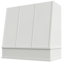 Primed Wood Range Hood With Angled Strapped Front and Block Trim - 30", 36", 42", 48", 54" and 60" Widths Available Primed Wood Range Hood With Angled Strapped Front and Block Trim - 30", 36", 42", 48", 54" and 60" Widths Available