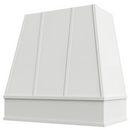 Primed Wood Range Hood With Tapered Strapped Front and Block Trim - 30", 36", 42", 48", 54" and 60" Widths Available Primed Wood Range Hood With Tapered Strapped Front and Block Trim - 30", 36", 42", 48", 54" and 60" Widths Available