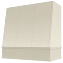 Antique White Wood Range Hood With Angled Strapped Front and Block Trim - 30", 36", 42", 48", 54" and 60" Widths Available Antique White Wood Range Hood With Angled Strapped Front and Block Trim - 30", 36", 42", 48", 54" and 60" Widths Available