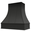 Black Range Hood With Curved Strapped Front and Block Trim - 30", 36", 42", 48", 54" and 60" Widths Available Black Range Hood With Curved Strapped Front and Block Trim - 30", 36", 42", 48", 54" and 60" Widths Available