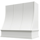 White Wood Range Hood With Sloped Strapped Front and Decorative Trim - 30", 36", 42", 48", 54" and 60" Widths Available White Wood Range Hood With Sloped Strapped Front and Decorative Trim - 30", 36", 42", 48", 54" and 60" Widths Available