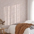 Pink Background Botanical Leaves Wallpaper Removable Wallpaper Pink Background Botanical Leaves Wallpaper Removable Wallpaper