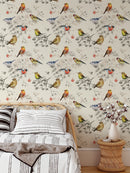 Vintage Birds Pattern Wallpaper - Peel and Stick Nature Inspired Wallpaper Vintage Birds Pattern Wallpaper - Peel and Stick Nature Inspired Wallpaper