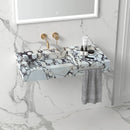 Calacatta Viola Marble Wall-mount Bathroom Sink Hidden Drain and Towel Holder Calacatta Viola Marble Wall-mount Bathroom Sink Hidden Drain and Towel Holder