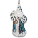 Arctic Whispers Santa Glass Christmas Ornament, Snowy Winter Theme with Light Blue Robe Arctic Whispers Santa Glass Christmas Ornament, Snowy Winter Theme with Light Blue Robe