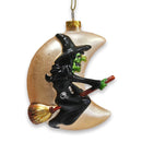 Wicked Witch and Crescent Moon Glass Christmas Ornament, Spooky Halloween Gift Wicked Witch and Crescent Moon Glass Christmas Ornament, Spooky Halloween Gift