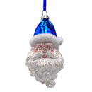 A Marvelous Blue Christmas Set of Four Glass Ornaments with Santa, Truck, Snow Cabin and Sleigh A Marvelous Blue Christmas Set of Four Glass Ornaments with Santa, Truck, Snow Cabin and Sleigh