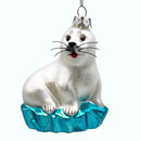 White Seal on a Glacier Glass Christmas Ornament, Pinnipeds and Sea Lion Themed Decor White Seal on a Glacier Glass Christmas Ornament, Pinnipeds and Sea Lion Themed Decor