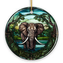 African Pachyderm Elephant Stained Glass Style Ceramic Ornament, Safari Animals Christmas Gift and Decor African Pachyderm Elephant Stained Glass Style Ceramic Ornament, Safari Animals Christmas Gift and Decor