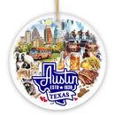 Artistic Austin Texas Christmas Ornament, Unique Ceramic Keepsake Souvenir and Gift Artistic Austin Texas Christmas Ornament, Unique Ceramic Keepsake Souvenir and Gift
