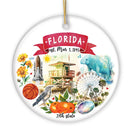 Artistic Florida State Themes and Landmarks Christmas Ornament Artistic Florida State Themes and Landmarks Christmas Ornament