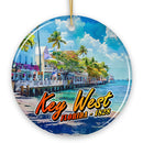 Artistic Key West Ceramic Ornament, Tropical Florida Vacation and Beach Paradise Christmas Souvenir Artistic Key West Ceramic Ornament, Tropical Florida Vacation and Beach Paradise Christmas Souvenir
