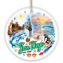 Artistic San Diego Christmas Ornament, Keepsake Souvenir and Gift Artistic San Diego Christmas Ornament, Keepsake Souvenir and Gift