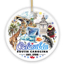 Artistic Souvenir of Columbia City Landmarks and Icons Ceramic Ornament, the Heart of South Carolina Artistic Souvenir of Columbia City Landmarks and Icons Ceramic Ornament, the Heart of South Carolina