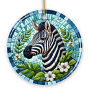 Zebra Stripes Safari Stained Glass Style Ceramic Ornament, African Animals Christmas Gift and Decor Zebra Stripes Safari Stained Glass Style Ceramic Ornament, African Animals Christmas Gift and Decor