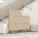 Walker Edison | Rattan 5 Door Shoe Rack Walker Edison | Rattan 5 Door Shoe Rack