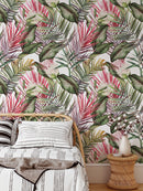 Red and Green Tropical Leaves Wallpaper Red and Green Tropical Leaves Wallpaper