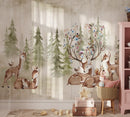 Woodland Deer and Forest Wallpaper - Peel and Stick Kids Wall Mural Woodland Deer and Forest Wallpaper - Peel and Stick Kids Wall Mural