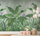 Tropical Paradise Jungle Wallpaper Mural with Parrots Tropical Paradise Jungle Wallpaper Mural with Parrots