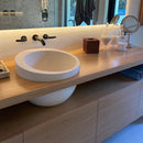 White Fossil Limestone Natural Stone Sloped Rim Vessel Sink White Fossil Limestone Natural Stone Sloped Rim Vessel Sink