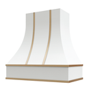 White Range Hood With Curved Front and Brass Strapping - 30", 36", 42", 48", 54" and 60" Widths Available White Range Hood With Curved Front and Brass Strapping - 30", 36", 42", 48", 54" and 60" Widths Available