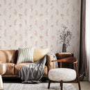 Modern Botanical Wallpaper Peel and Stick - Thin Line Wildflowers Modern Botanical Wallpaper Peel and Stick - Thin Line Wildflowers