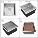 Zeek 17 x 19 Inch Undermount / Drop-In Workstation Sink for Small Kitchen or Wet Bar 16G Stainless Steel ZH-LD17 Zeek 17 x 19 Inch Undermount / Drop-In Workstation Sink for Small Kitchen or Wet Bar 16G Stainless Steel ZH-LD17