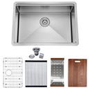 Zeek 27 x 19 Inch Undermount / Drop-In Workstation Kitchen Sink 16G Stainless Steel ZH-LD27 Zeek 27 x 19 Inch Undermount / Drop-In Workstation Kitchen Sink 16G Stainless Steel ZH-LD27