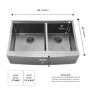 Zeek 33" Farmhouse Workstation 60/40 Bowl Gunmetal Matte Black Kitchen Sink With Accessories PVD Nano Tech Coating ENZO ZA-B642 Zeek 33" Farmhouse Workstation 60/40 Bowl Gunmetal Matte Black Kitchen Sink With Accessories PVD Nano Tech Coating ENZO ZA-B642