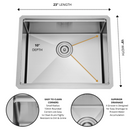 Zeek 23 x 19 Inch Undermount / Drop-in Workstation Small Kitchen Sink or Bar 16G Stainless Steel ZH-LD23 Zeek 23 x 19 Inch Undermount / Drop-in Workstation Small Kitchen Sink or Bar 16G Stainless Steel ZH-LD23