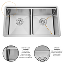 Zeek 32x19 Inch Undermount / Drop-In Double Bowl Workstation Kitchen Sink Stainless Steel 50/50 Bowl With Accessories ZH-LD50 Zeek 32x19 Inch Undermount / Drop-In Double Bowl Workstation Kitchen Sink Stainless Steel 50/50 Bowl With Accessories ZH-LD50
