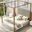 Walker Edison | Queen Size Upholstery Canopy Platform Bed Walker Edison | Queen Size Upholstery Canopy Platform Bed