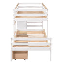 Twin over Twin Loft Bunk Bed with Drawers and Ladder, Natural Twin over Twin Loft Bunk Bed with Drawers and Ladder, Natural