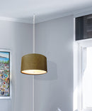 2 Light Swag Plug-In Pendant 18"w Chocolate Burlap with Diffuser, White Cord 2 Light Swag Plug-In Pendant 18"w Chocolate Burlap with Diffuser, White Cord