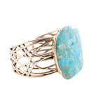 Abstract Blue Turquoise Golden Statement Cuff Abstract Blue Turquoise Golden Statement Cuff