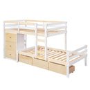 Twin over Twin Loft Bunk Bed with Drawers and Ladder, Natural Twin over Twin Loft Bunk Bed with Drawers and Ladder, Natural
