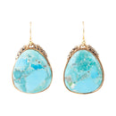 Agave Genuine Blue Turquoise and Golden Drop Earrings Agave Genuine Blue Turquoise and Golden Drop Earrings