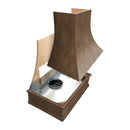 American Walnut Range Hood With Curved Front, Silver Strapping and Block Trim - 30", 36", 42", 48", 54" and 60" Widths Available American Walnut Range Hood With Curved Front, Silver Strapping and Block Trim - 30", 36", 42", 48", 54" and 60" Widths Available