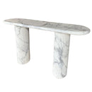 Arabescato Carara Marble Fluted Legs Designer ConsolePolished (W)16" (L)63" (H)34" angle view Arabescato Carara Marble Fluted Legs Designer ConsolePolished (W)16" (L)63" (H)34" angle view