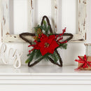 16β Holiday Christmas Poinsettia Star Twig Wreath 16β Holiday Christmas Poinsettia Star Twig Wreath