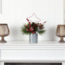 17” Pinecone and Berries Arrangement with Decorative Metal Vase and Wrired Red Tree 17” Pinecone and Berries Arrangement with Decorative Metal Vase and Wrired Red Tree