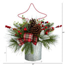17” Pinecone and Berries Arrangement with Decorative Metal Vase and Wrired Red Tree 17” Pinecone and Berries Arrangement with Decorative Metal Vase and Wrired Red Tree