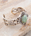 Aspen Green Serpentine and Golden Bronze Statement Cuff Bracelet Aspen Green Serpentine and Golden Bronze Statement Cuff Bracelet