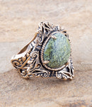 Aspen Green Serpentine Golden Statement Ring Aspen Green Serpentine Golden Statement Ring