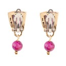 Athena Pink Spiny Oyster Matrix Golden Clip Earrings Athena Pink Spiny Oyster Matrix Golden Clip Earrings