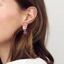 Athena Pink Spiny Oyster Matrix Golden Clip Earrings Athena Pink Spiny Oyster Matrix Golden Clip Earrings