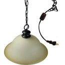 16"W Plug In Swag Amber Glass Pendant Light Bronze Finish 16"W Plug In Swag Amber Glass Pendant Light Bronze Finish