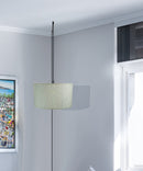 18"W 1 Light Swag Plug-In Pendant  Textured Oatmeal Shade Black Cord 18"W 1 Light Swag Plug-In Pendant  Textured Oatmeal Shade Black Cord