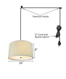 18"W 2 Light Swag Plug-In Pendant  Textured Oatmeal with Diffuser Black Cord 18"W 2 Light Swag Plug-In Pendant  Textured Oatmeal with Diffuser Black Cord