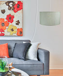 18"W 1 Light Swag Plug-In Pendant  Textured Oatmeal Shade White Cord 18"W 1 Light Swag Plug-In Pendant  Textured Oatmeal Shade White Cord